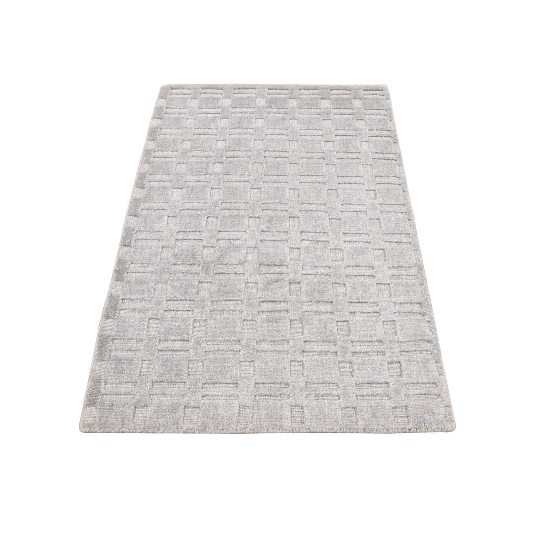 Rug 2'x3' Gray Hand Loomed Tone on Tone Design Pure Wool Sample (1 of 9)
