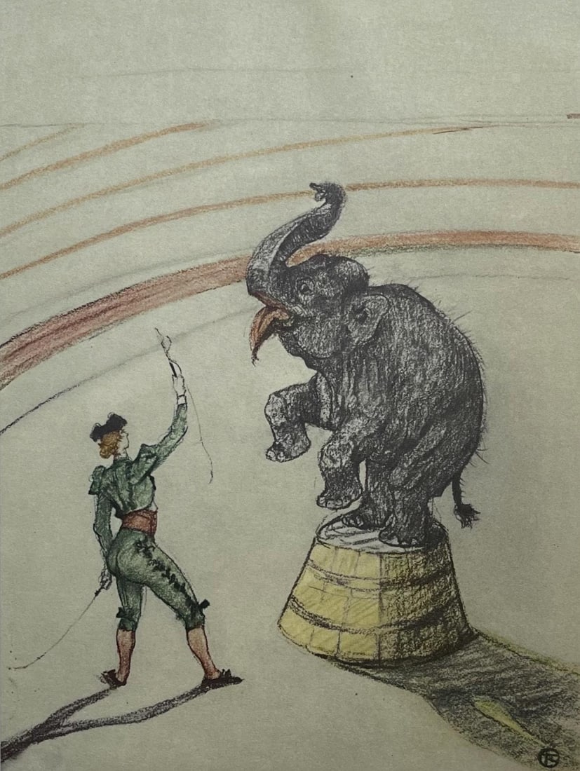 Lithograph - Henri de Toulouse-Lautrec - Performing Elephant - At the Circus (1 of 6)