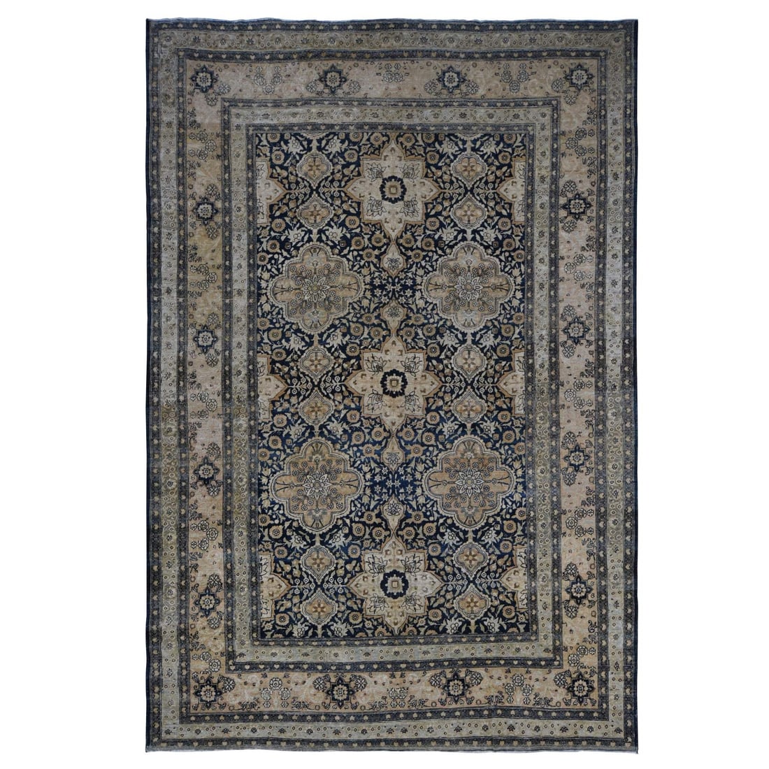 Rug 9'4"x13'9" Blue Antique Zoroastrian Tebraz 100% Wool Hand Knotted: Rug 9'4"x13'9" Blue Antique Zoroastrian Tebraz 100% Wool Hand Knotted This listing features Rug 9'4"x13'9" Blue Antique Zoroastrian Tebraz 100% Wool Hand Knotted. Item specifics are provided below. 
