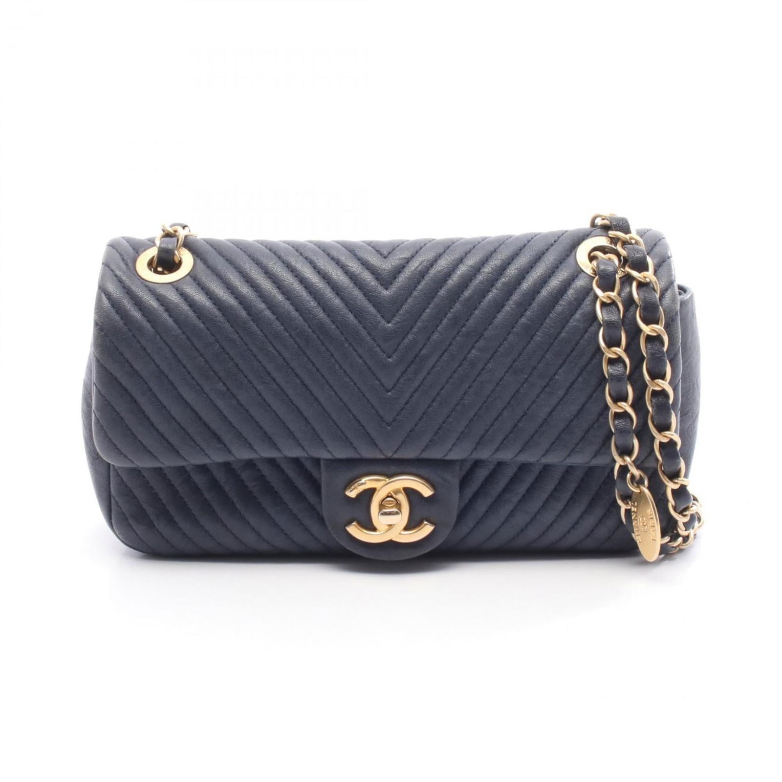Leather Chanel Shoulder Bag: Leather Chanel Shoulder Bag This listing features Leather Chanel Shoulder Bag. Item specifics are provided below. Item Specifics: Brand: Chanel Type: Shoulder Bag Material: Leather Color: Navy Gender: