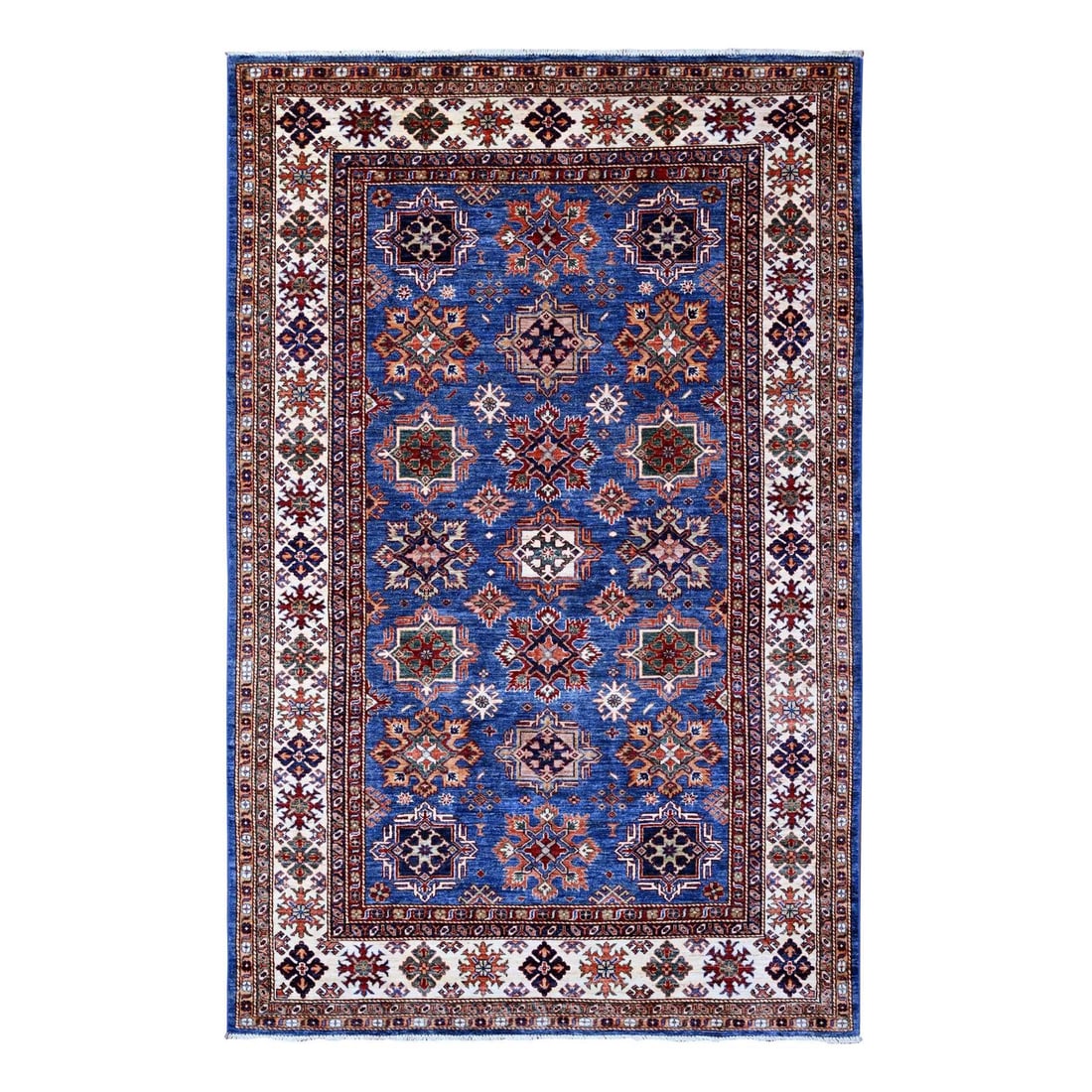 Rug 6'1"x9'3" Cobalt Blue Hand Knotted Tribal Motifs Super Kazak Oriental: Rug 6'1"x9'3" Cobalt Blue Hand Knotted Tribal Motifs Super Kazak Oriental This listing features Rug 6'1"x9'3" Cobalt Blue Hand Knotted Tribal Motifs Super Kazak Oriental. Item specifics are provided b