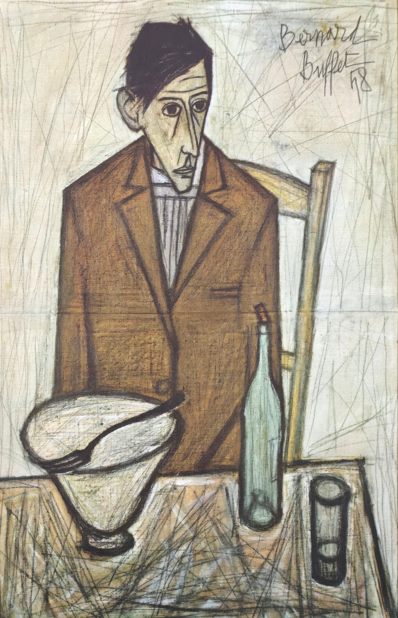 1966 - Bernard Buffet - The Seated Drinker - from Painters of Today - Heliogravure (1 of 6)