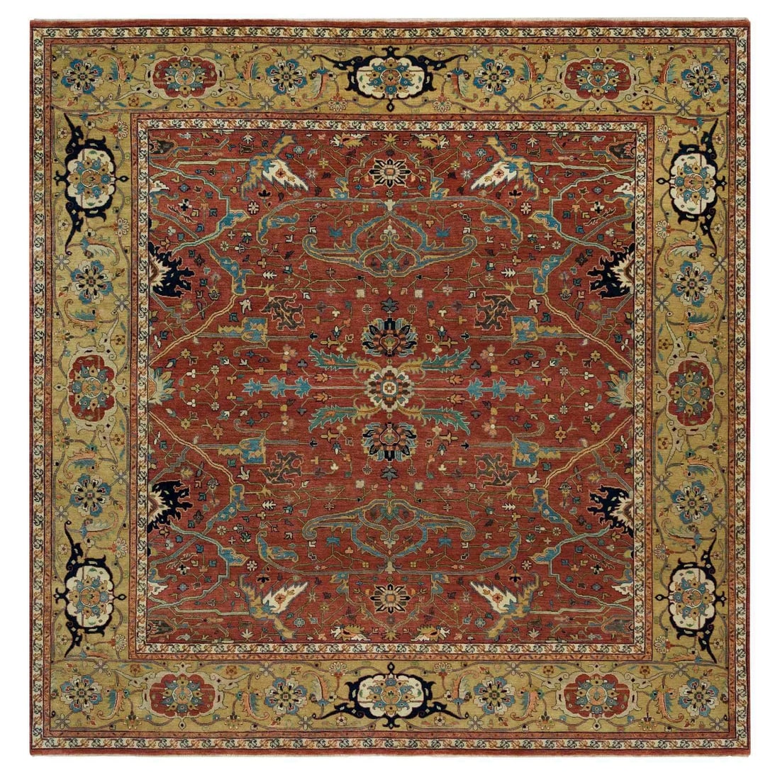 Rug 10'x10' Henna Red Antiqued Heris Hand Knotted Wool Square Oriental: Rug 10'x10' Henna Red Antiqued Heris Hand Knotted Wool Square Oriental This listing features Rug 10'x10' Henna Red Antiqued Heris Hand Knotted Wool Square Oriental. Item specifics are provided below.