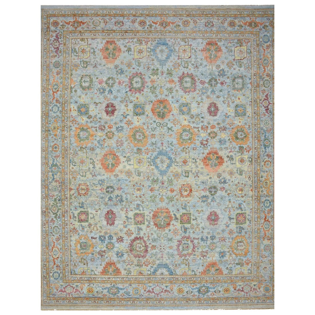 Rug 11'10"x15' Sky Blue Hand Knotted Sultanabad Reimagined Pure Wool XL: Rug 11'10"x15' Sky Blue Hand Knotted Sultanabad Reimagined Pure Wool XL This listing features Rug 11'10"x15' Sky Blue Hand Knotted Sultanabad Reimagined Pure Wool XL. Item specifics are provided below