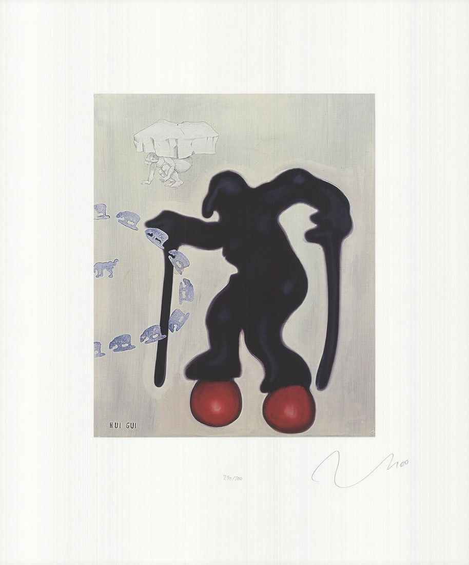 1995 JORG IMMENDORF Untitled (Hui Gui) SIGNED 23.75" x 19.75" Offset Lithograph (1 of 5)