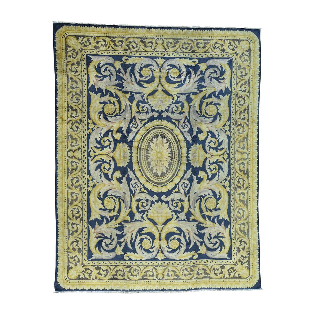 Rug 10'10"x13'8" Blue Old Spanish Savonnerie Hand-Knotted Oversize (1 of 12)
