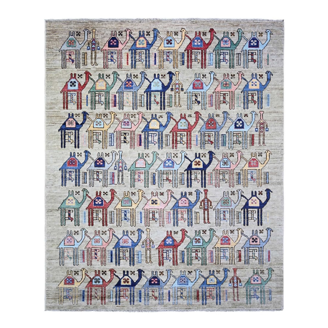 Rug 8'2"x9'9" Beige Anatolian Village Inspired Wool Hand Knotted (1 of 12)