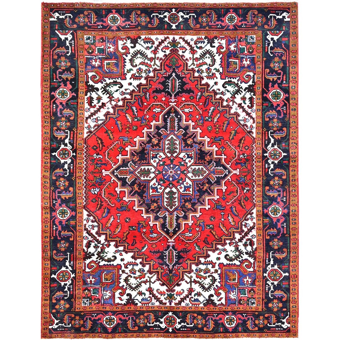 Rug 6'7"x9'2" Spanish Red Antique Organic Wool Hand Knotted Oriental Pile (1 of 12)