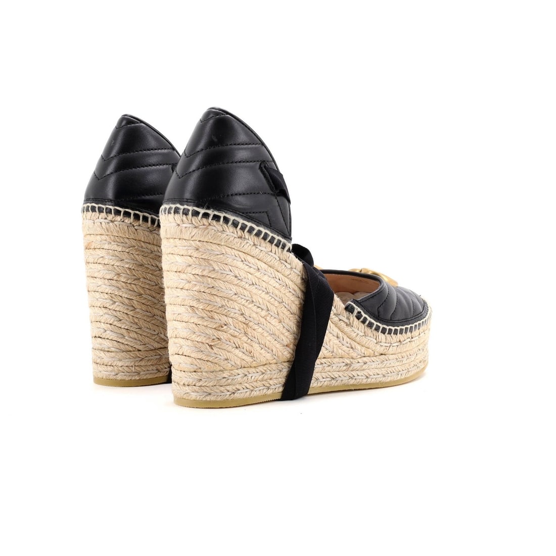 Leather Gucci Women's GG Marmont Wedge Espadrilles Matelasse - 3
