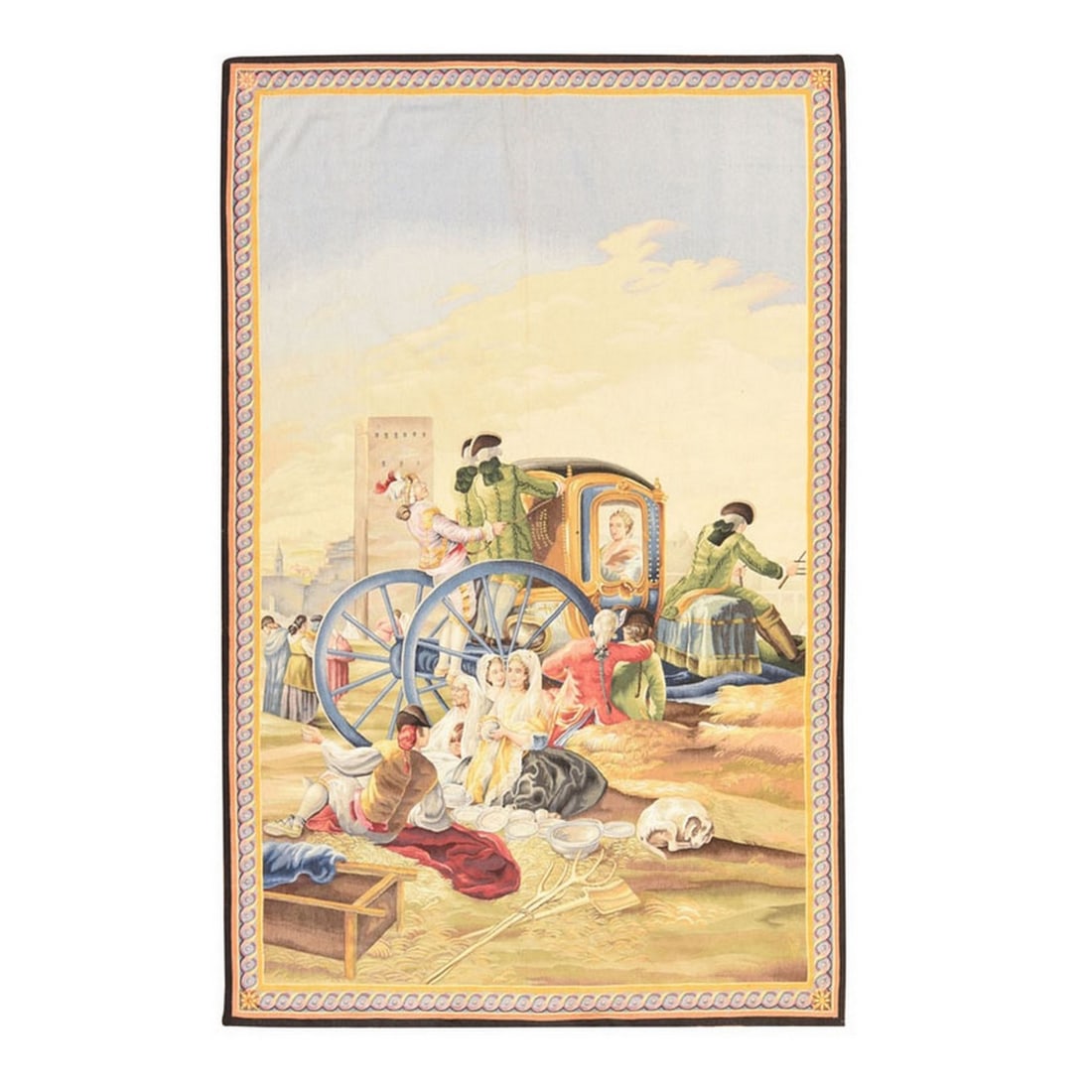 Hanging 6'3"x9'9" Colorful New Aubusson Weave Tapestry Wool Hand Woven Wall (1 of 12)