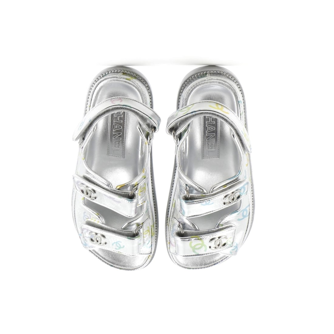 Leather Chanel Women's Dad Sandals Printed Laminated - 2