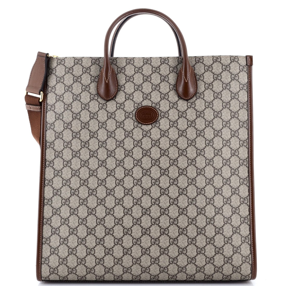 Medium Gucci Vertical Structured Top Handle Open Tote GG Coated Canvas (1 of 5)