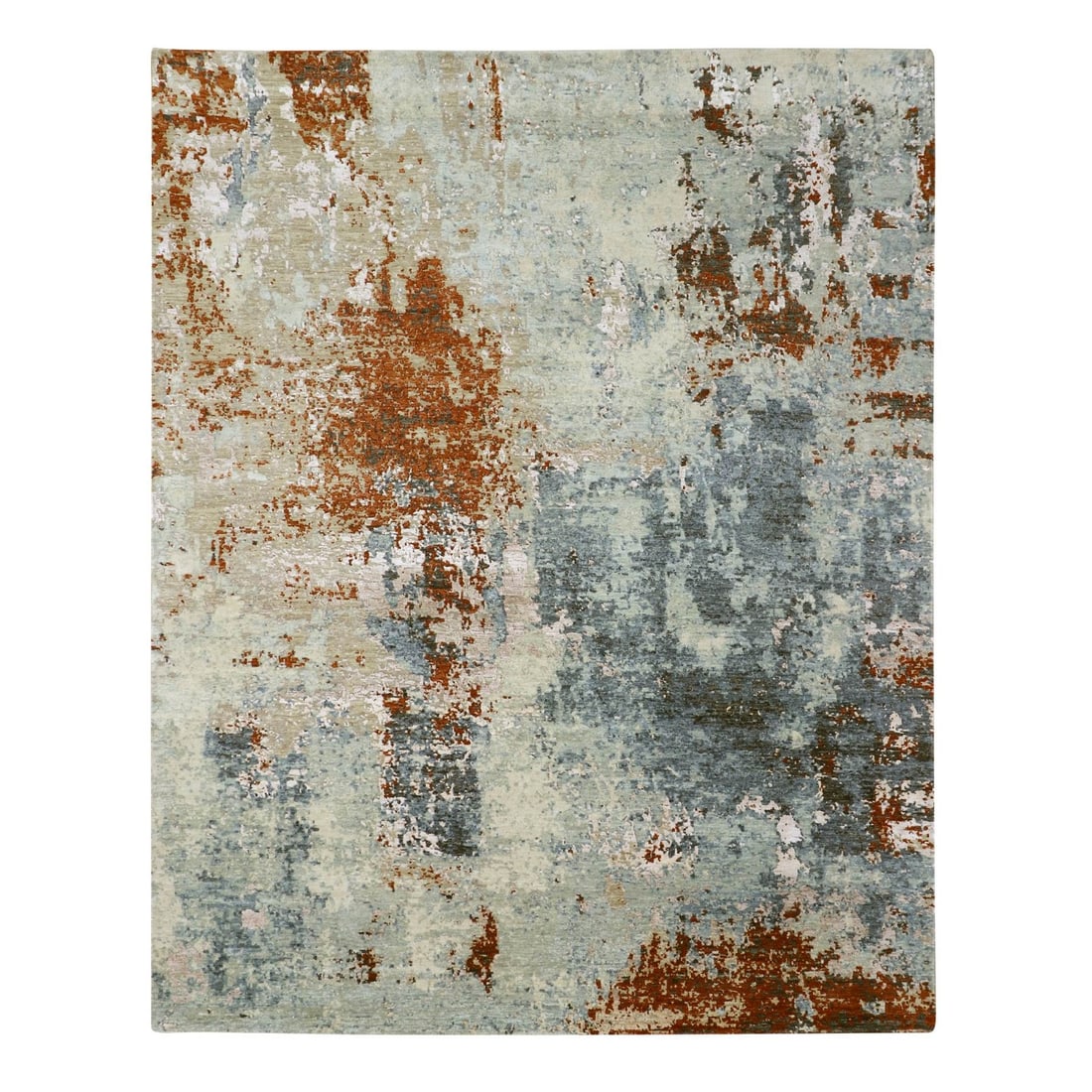 Rug 8'x10' Rust Red Abstract Galaxy Design Pure Wool Hand Knotted (1 of 11)