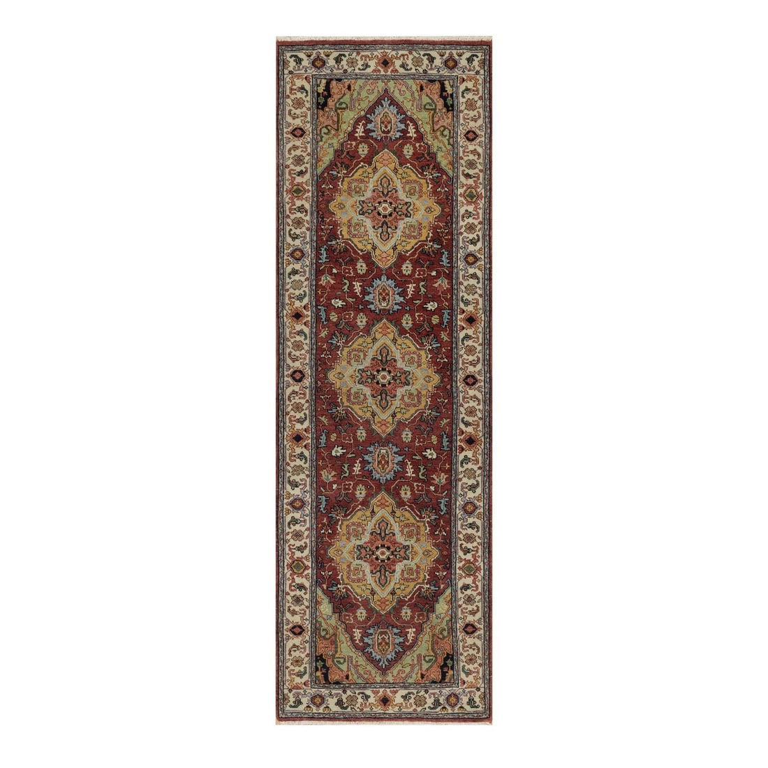 Rug 2'7"x8'2" Red Antiqued Fine Heris Pure Wool Hand Knotted Runner: Rug 2'7"x8'2" Red Antiqued Fine Heris Pure Wool Hand Knotted Runner This listing features Rug 2'7"x8'2" Red Antiqued Fine Heris Pure Wool Hand Knotted Runner. Item specifics are provided below. Item