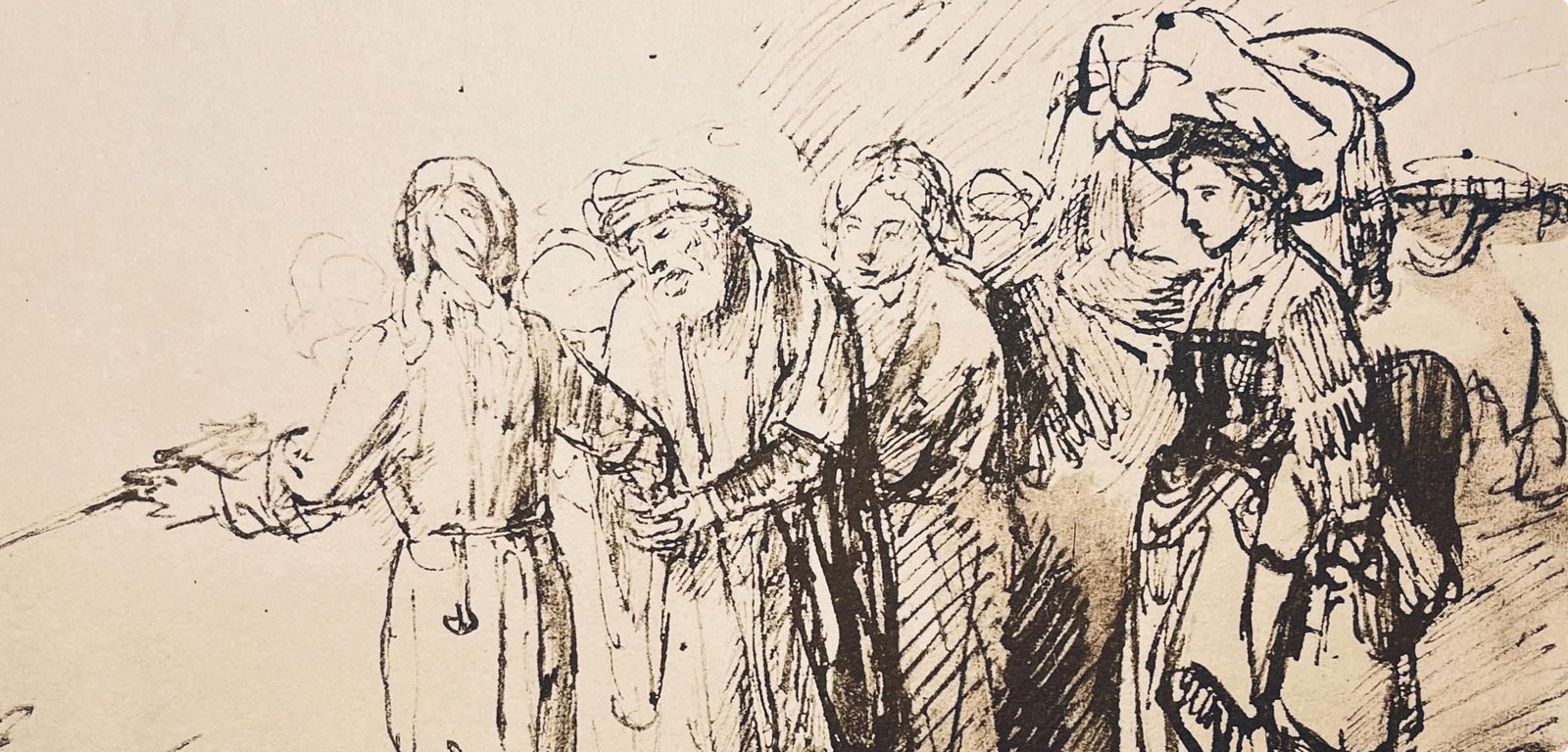 Collotype - Rembrandt van Rijn - Lot Brought Forth from Sodom - Rembrandt - Drawings from the Bible - 2