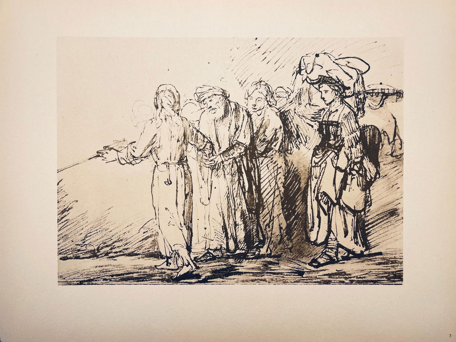 Collotype - Rembrandt van Rijn - Lot Brought Forth from Sodom - Rembrandt - Drawings from the Bible - 5