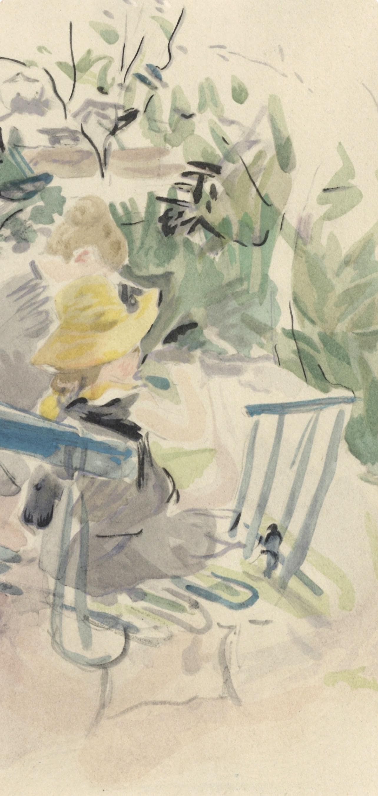 Lithograph - Berthe Morisot - Fillette et sa bonne sur un banc - Berthe Morisot Seize Aquarelles - 2