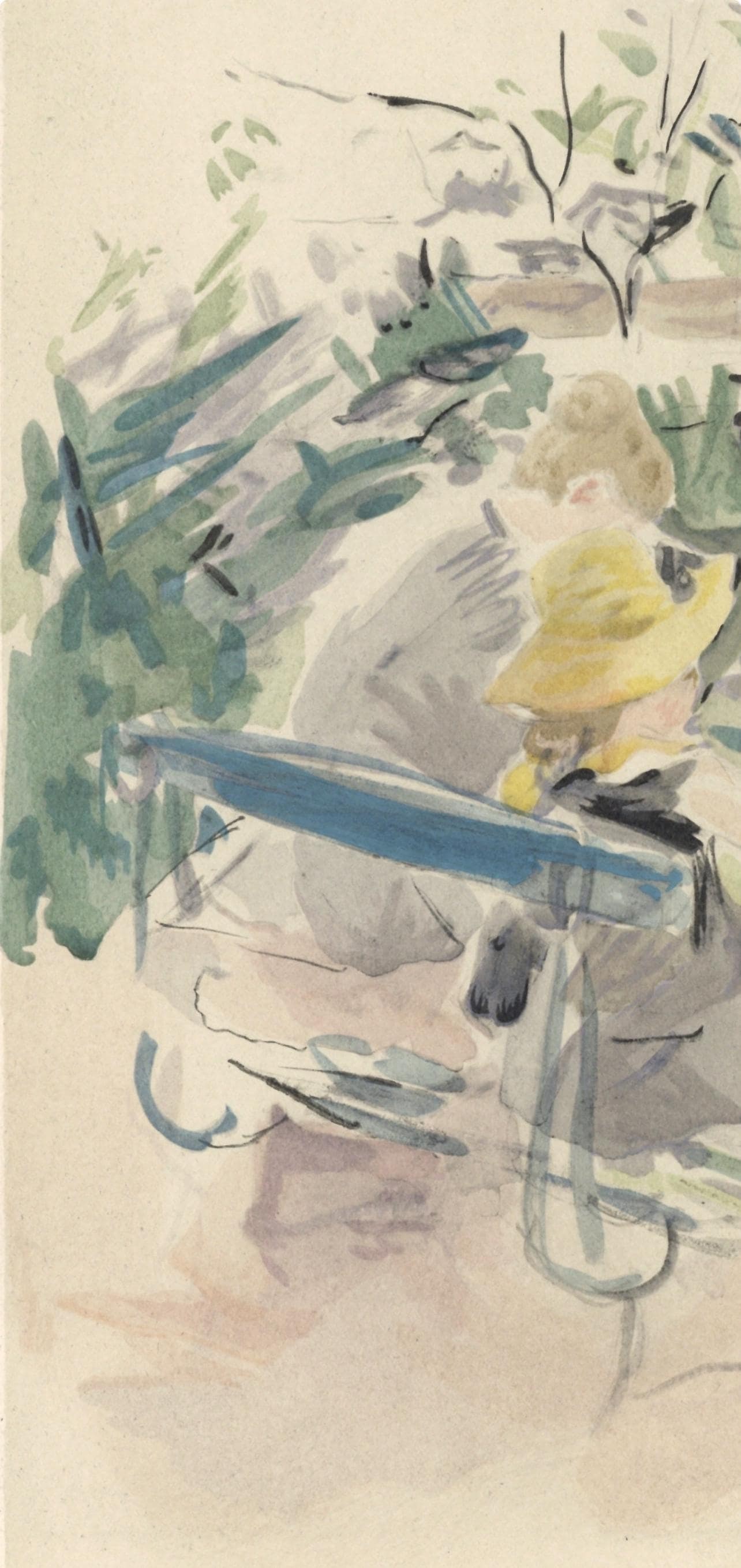 Lithograph - Berthe Morisot - Fillette et sa bonne sur un banc - Berthe Morisot Seize Aquarelles - 3