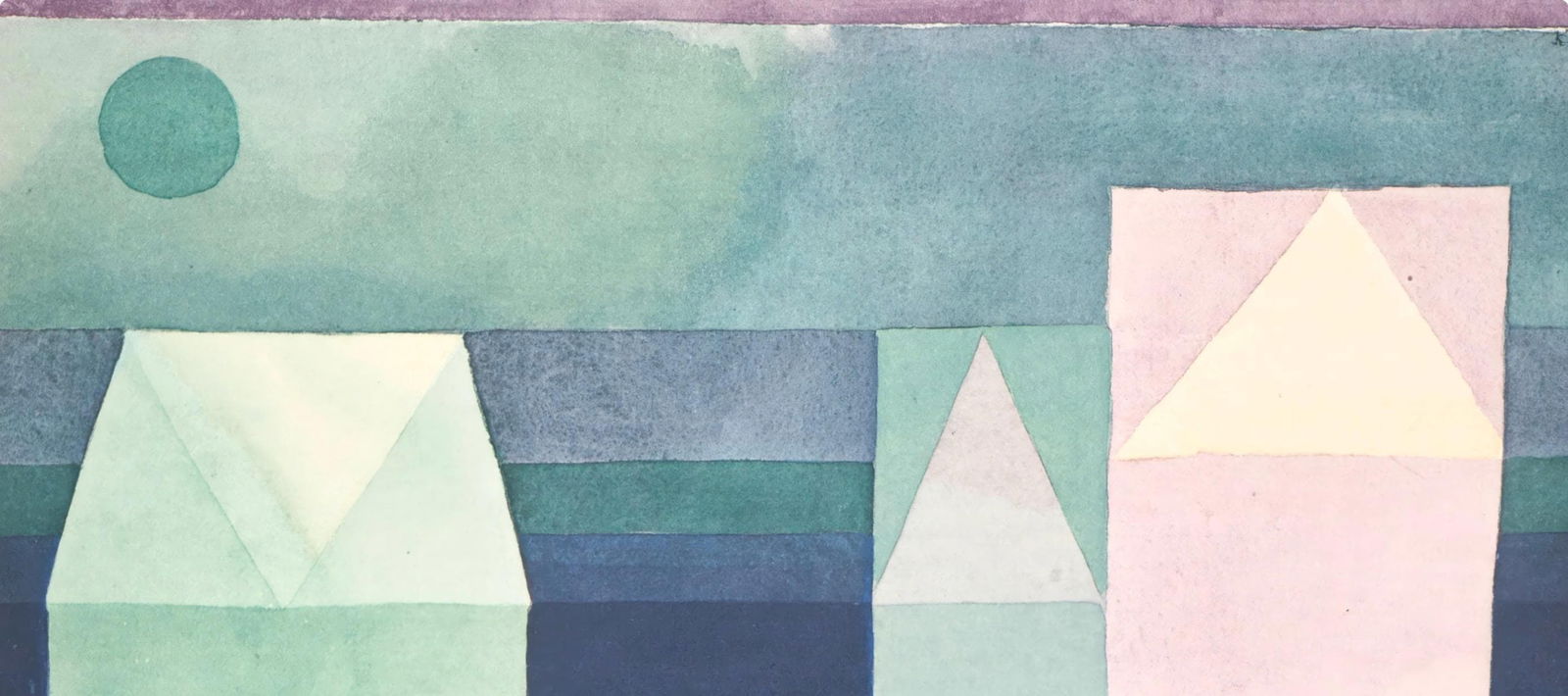 1964 - Paul Klee - Drei Hauser Grun violette Stafung - 12 aquarelles - Lithograph and Pochoir - 3