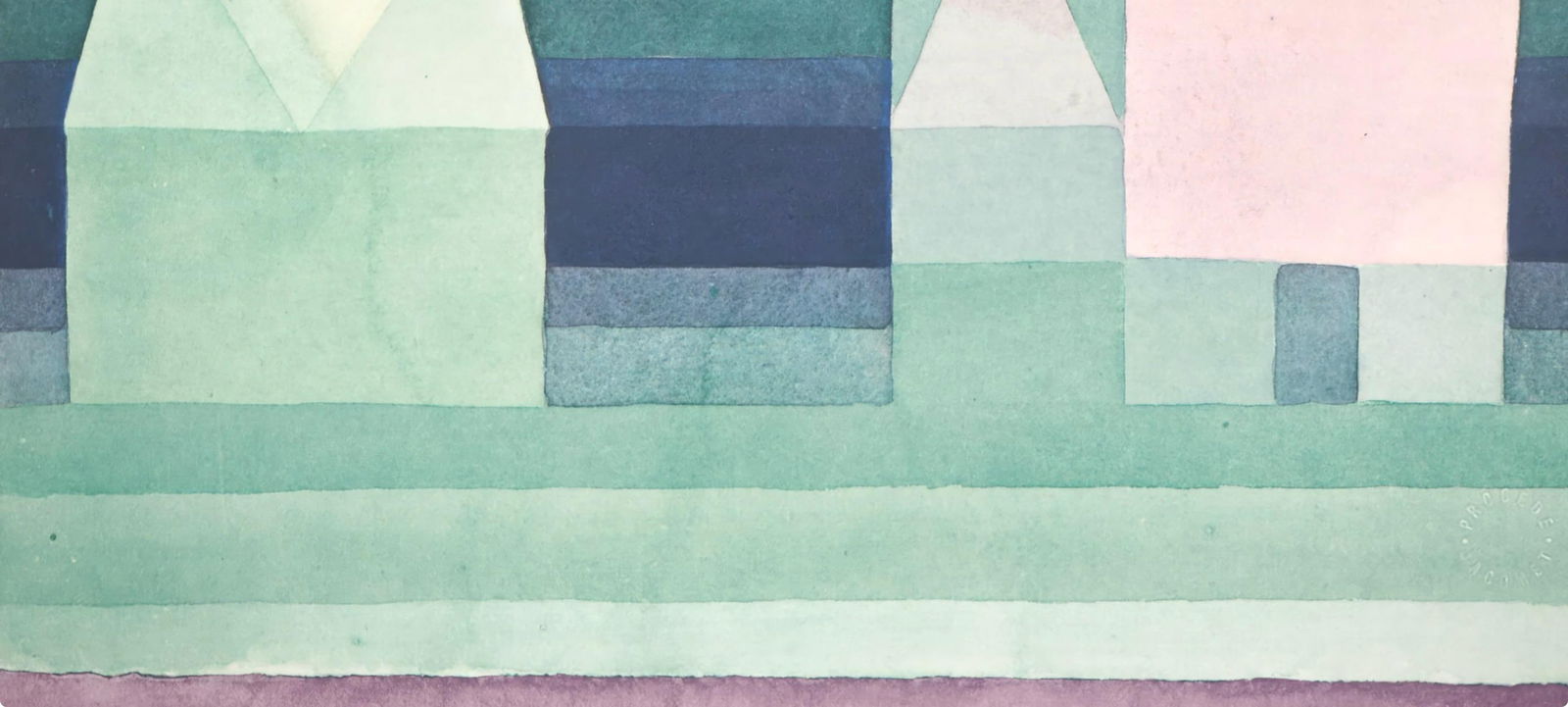 1964 - Paul Klee - Drei Hauser Grun violette Stafung - 12 aquarelles - Lithograph and Pochoir - 4