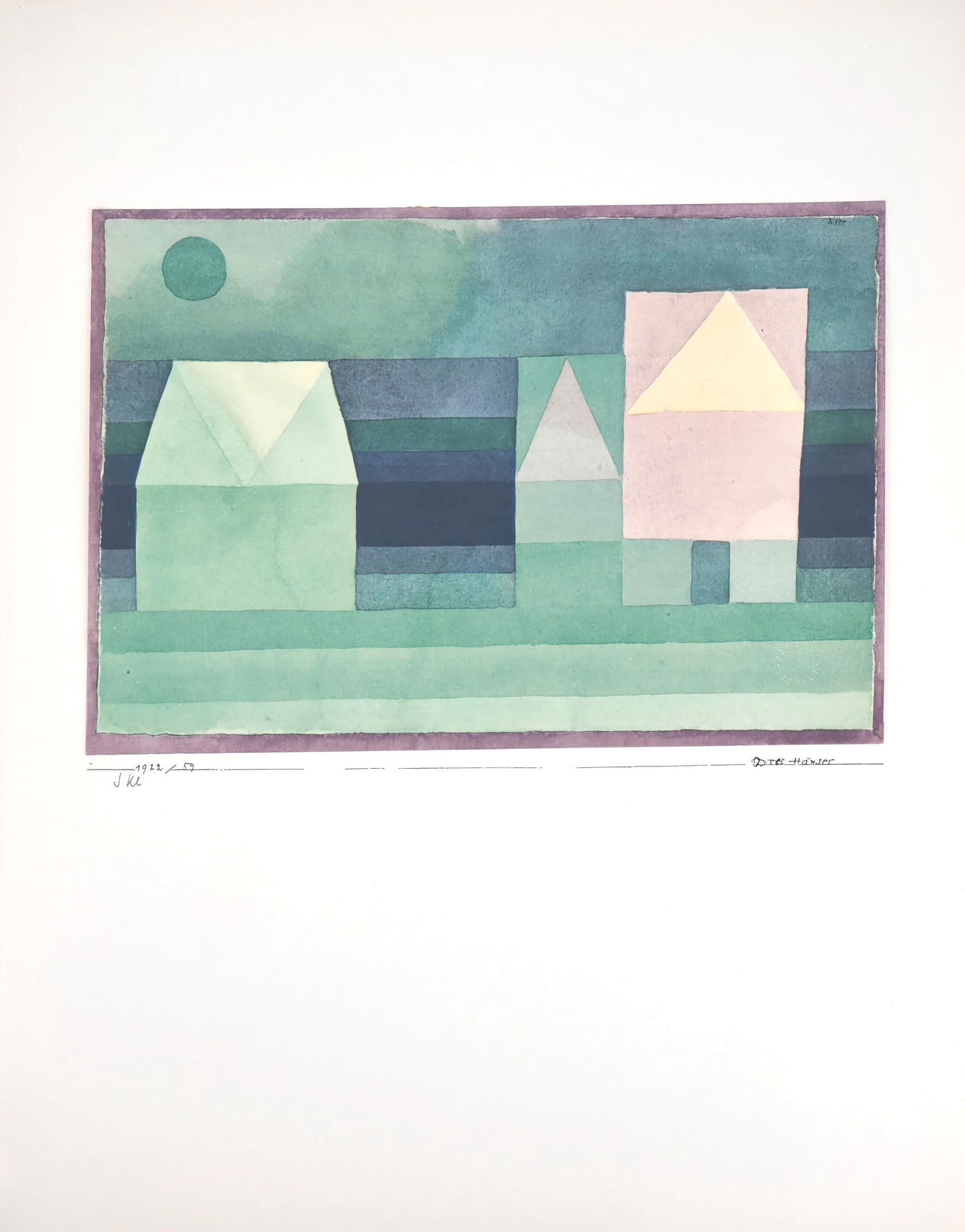 1964 - Paul Klee - Drei Hauser Grun violette Stafung - 12 aquarelles - Lithograph and Pochoir - 7