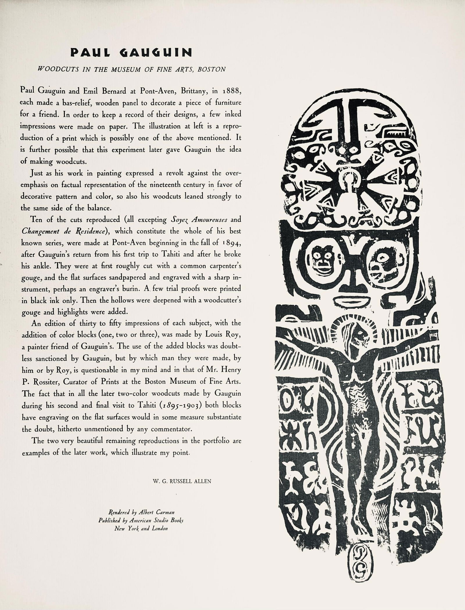 Woodcut - Paul Gauguin - The Creation of the Universe (L'Univers est cr) - 6