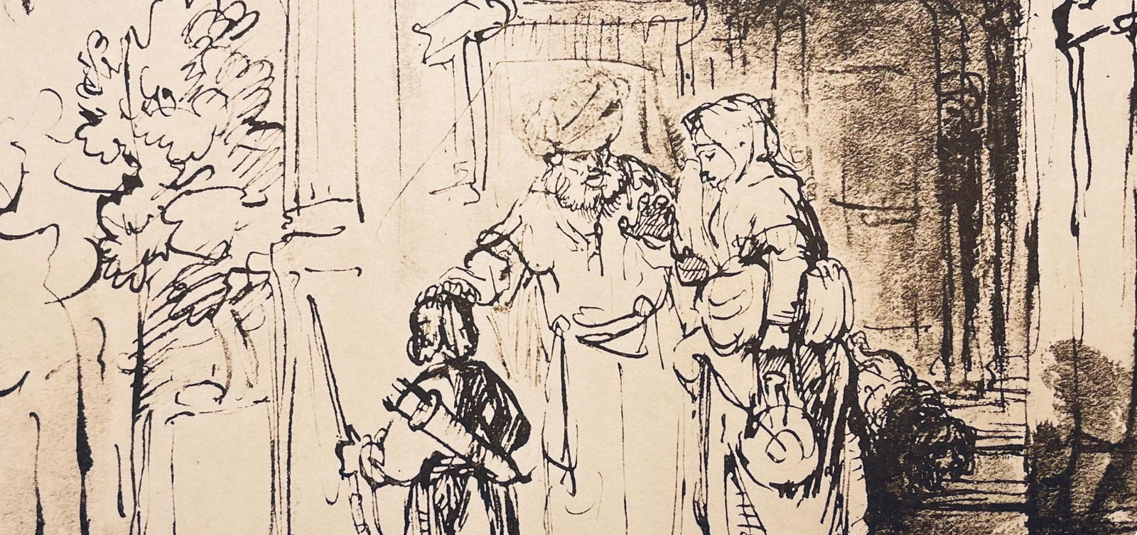 Collotype - Rembrandt van Rijn - Abraham Sending Away Hagar - Drawings from the Bible - 2