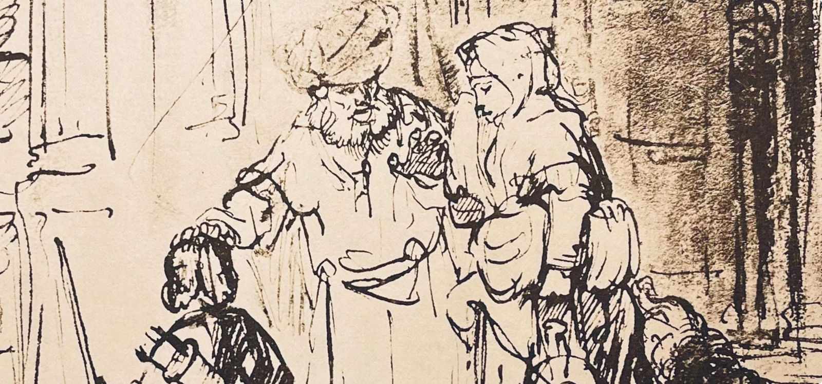 Collotype - Rembrandt van Rijn - Abraham Sending Away Hagar - Drawings from the Bible - 5