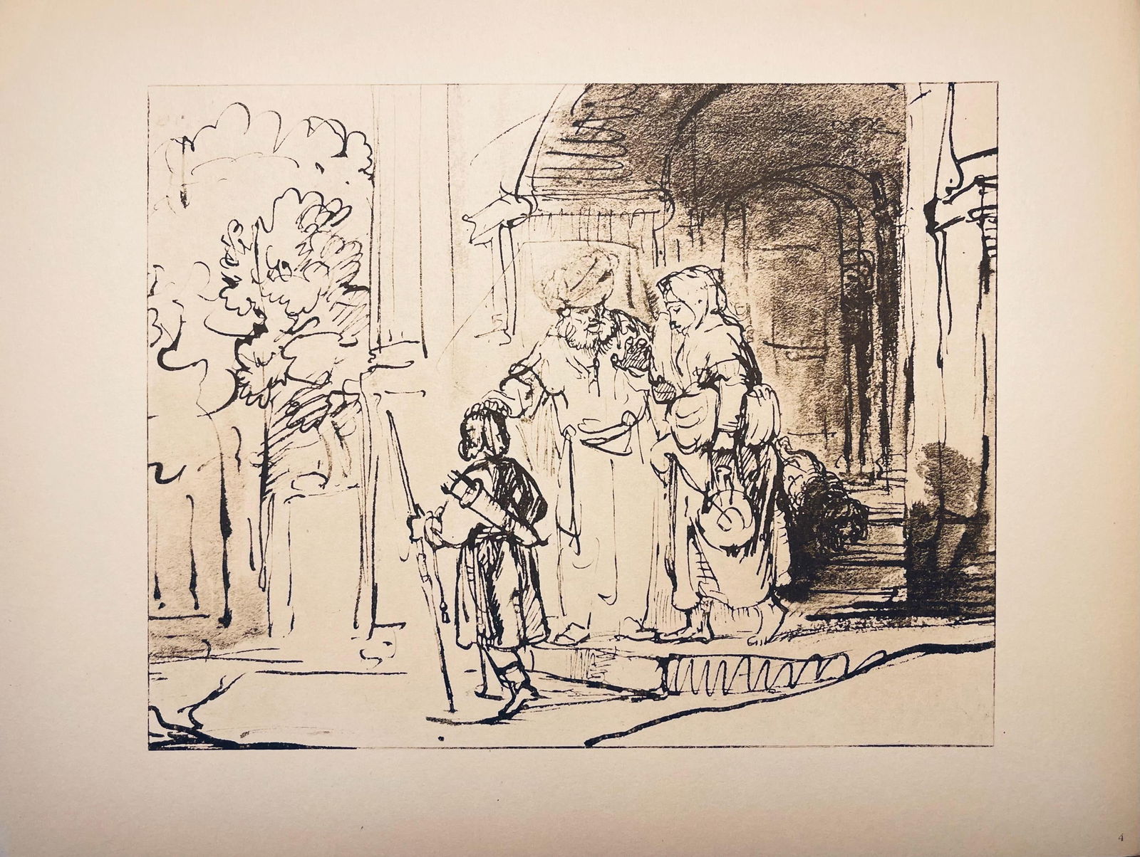 Collotype - Rembrandt van Rijn - Abraham Sending Away Hagar - Drawings from the Bible - 6