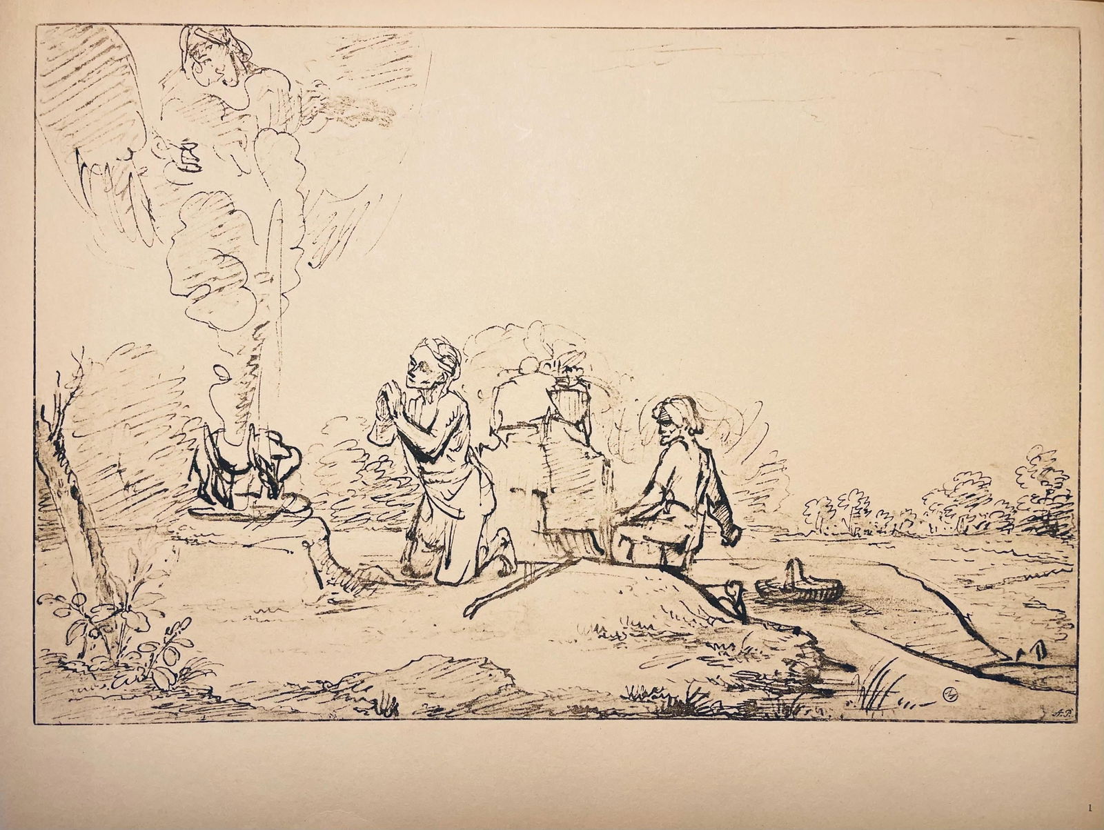 Collotype - Rembrandt van Rijn - The Offerings of Cain and Abel - Rembrandt - Drawings from the - 6