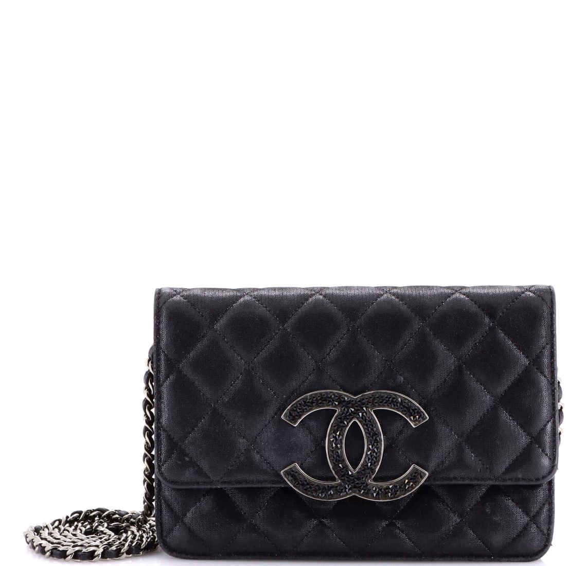 Goatskin Chanel Crystal CC Wallet on Chain Quilted Iridescent: Goatskin Chanel Crystal CC Wallet on Chain Quilted Iridescent This listing features Goatskin Chanel Crystal CC Wallet on Chain Quilted Iridescent. Item specifics are provided below. Item Specifics: