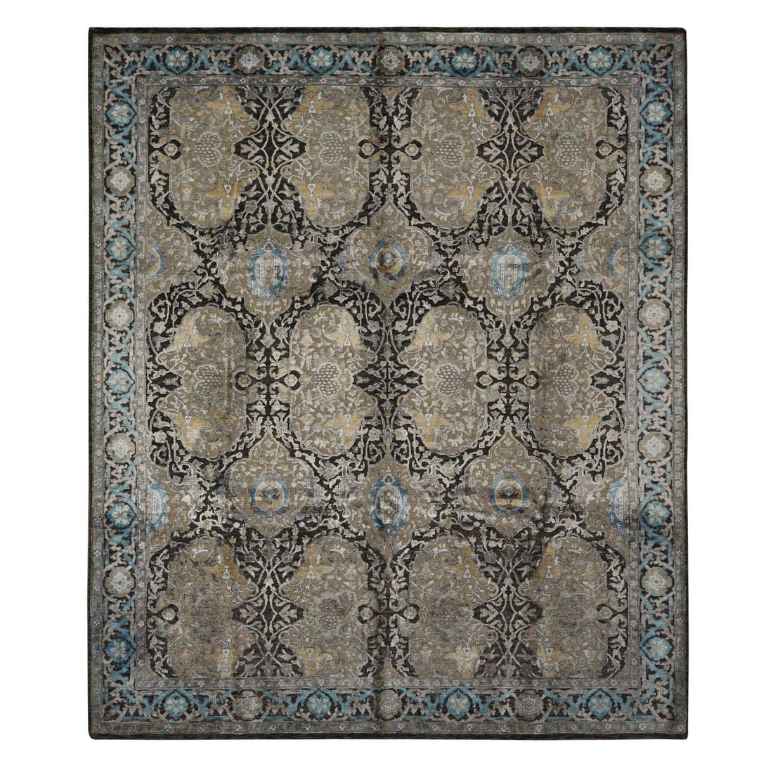 Rug 8'3"x9'9" Brown Zoroastrian Influence Silk with Wool Hand Knotted (1 of 12)