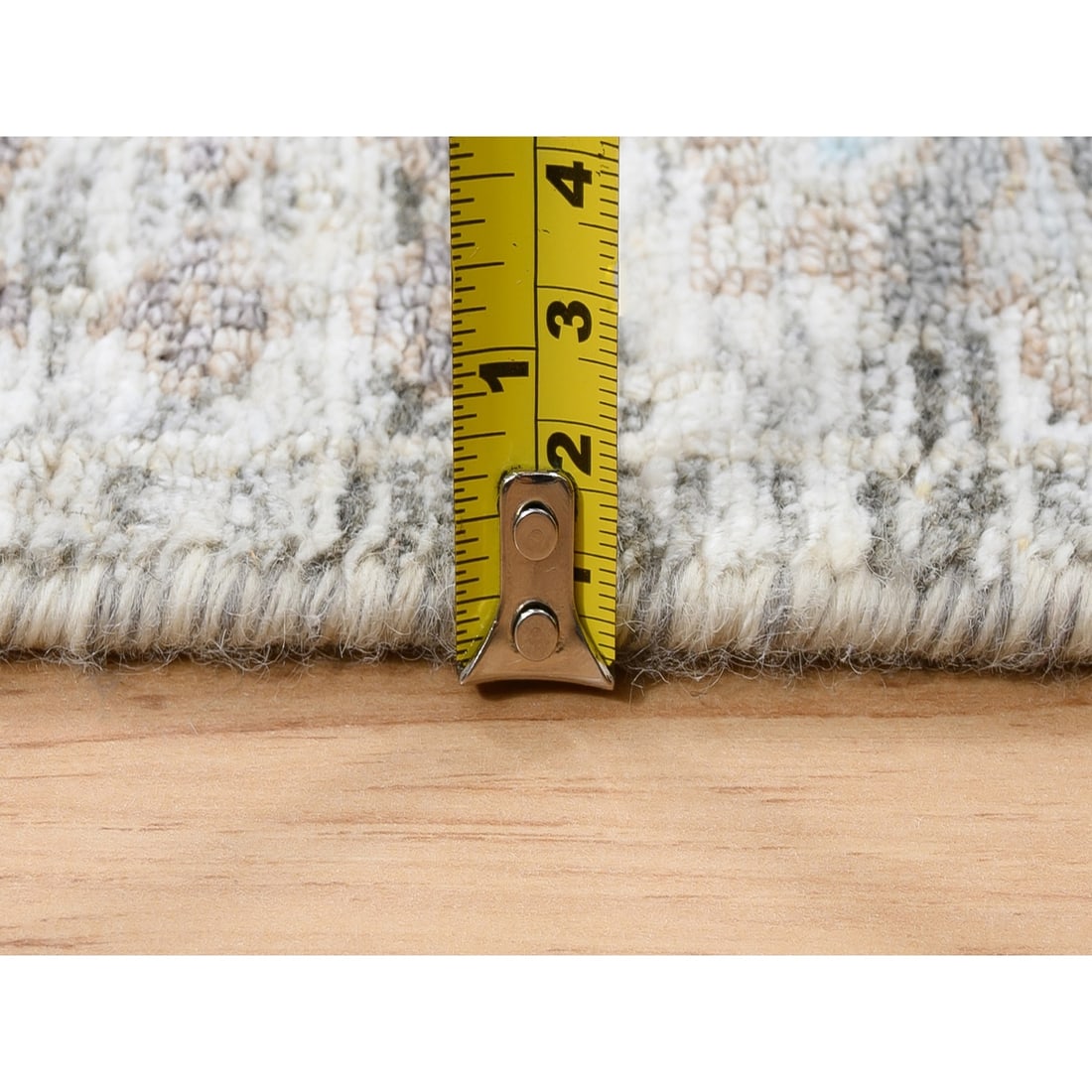 Rug 6'2"x6'2" Hand Knotted Ivory Tebraz Vase Silk With Wool Square - 7