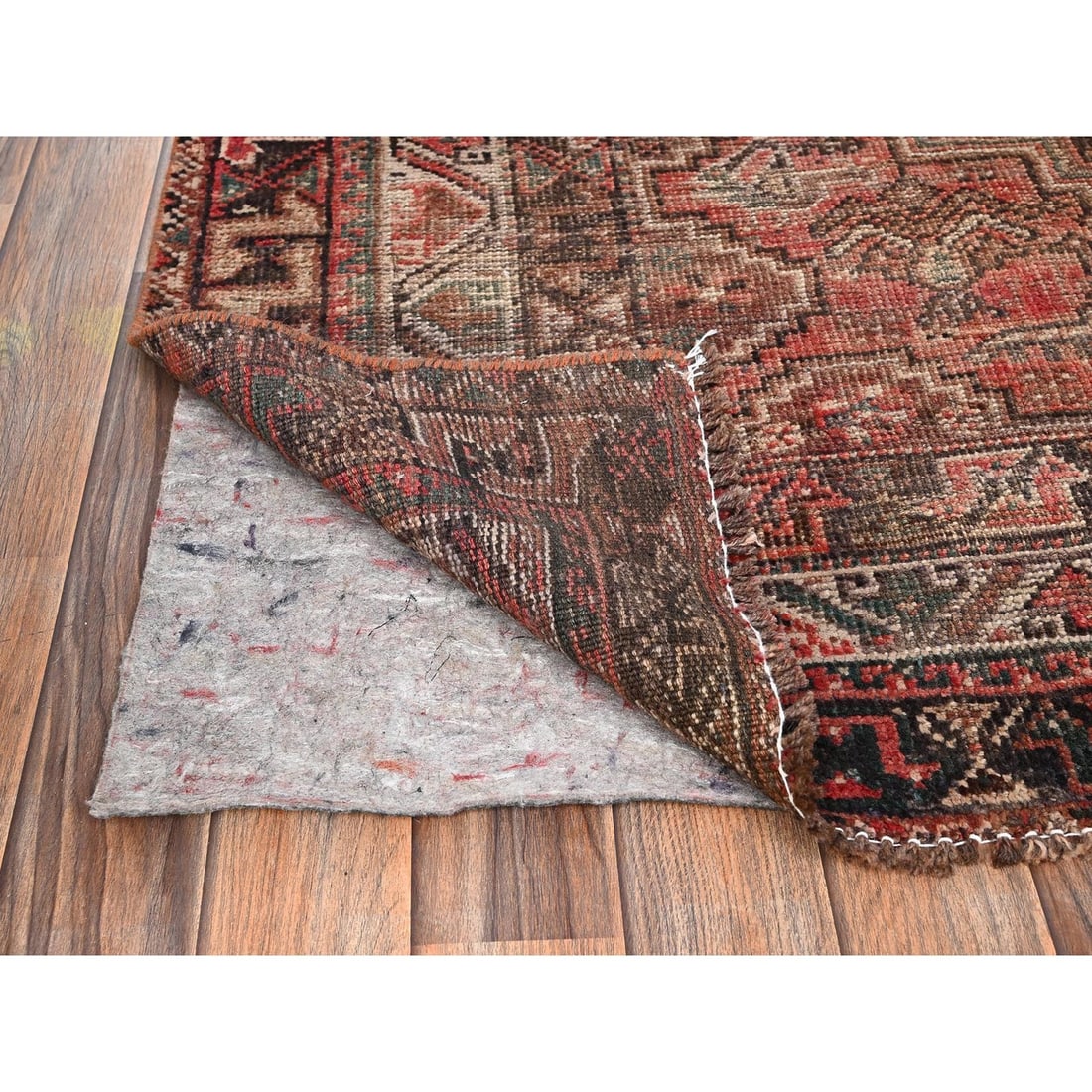 Rug 5'7"x6'8" Blush Red Vintage Zoroastrian Sheeraz Hand Knotted Pure Wool - 3