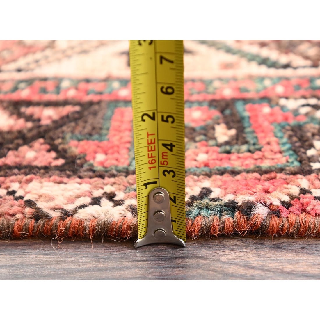 Rug 5'7"x6'8" Blush Red Vintage Zoroastrian Sheeraz Hand Knotted Pure Wool - 6