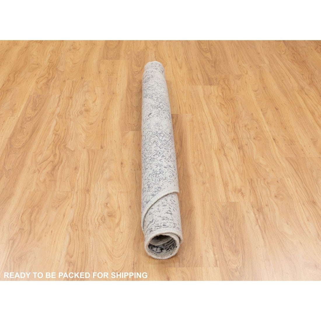 Rug 5'10"x5'10" Round Fine jacquard Hand Loomed Erased Design Wool & Silk - 6