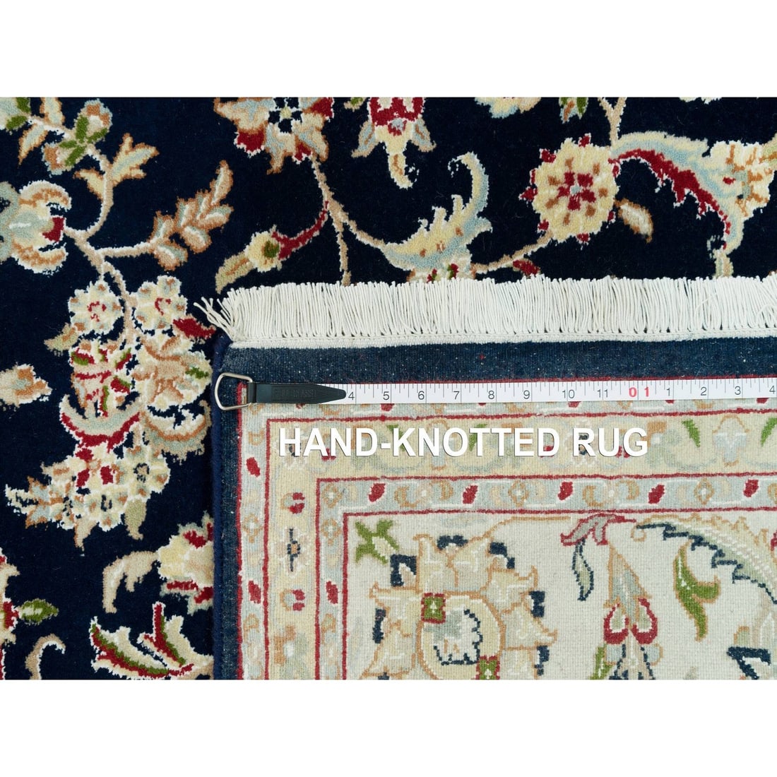 Rug 7'9"x10' Space Cadet Blue Hand Knotted Nain Design 250 KPSI Pure Wool - 12