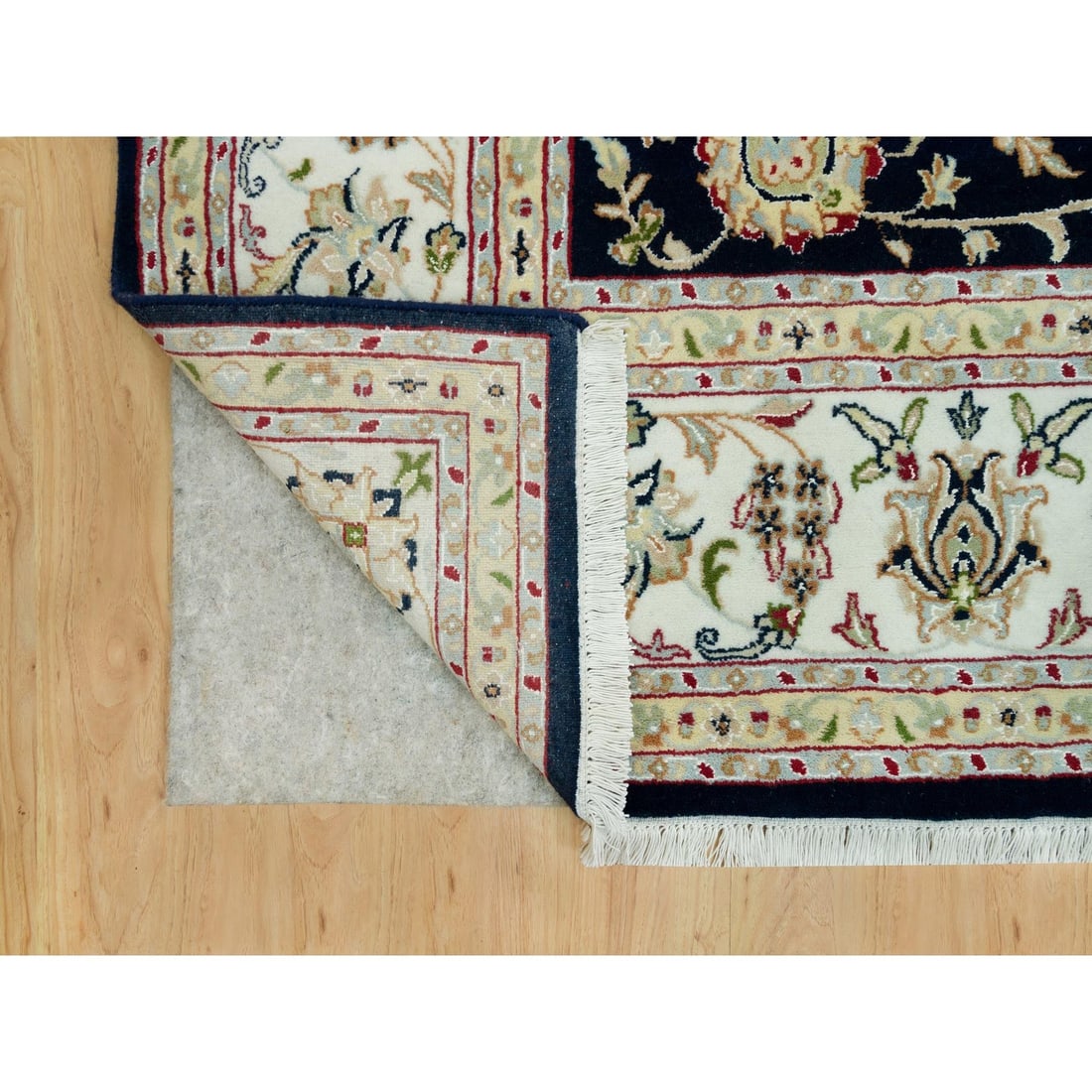 Rug 7'9"x10' Space Cadet Blue Hand Knotted Nain Design 250 KPSI Pure Wool - 5