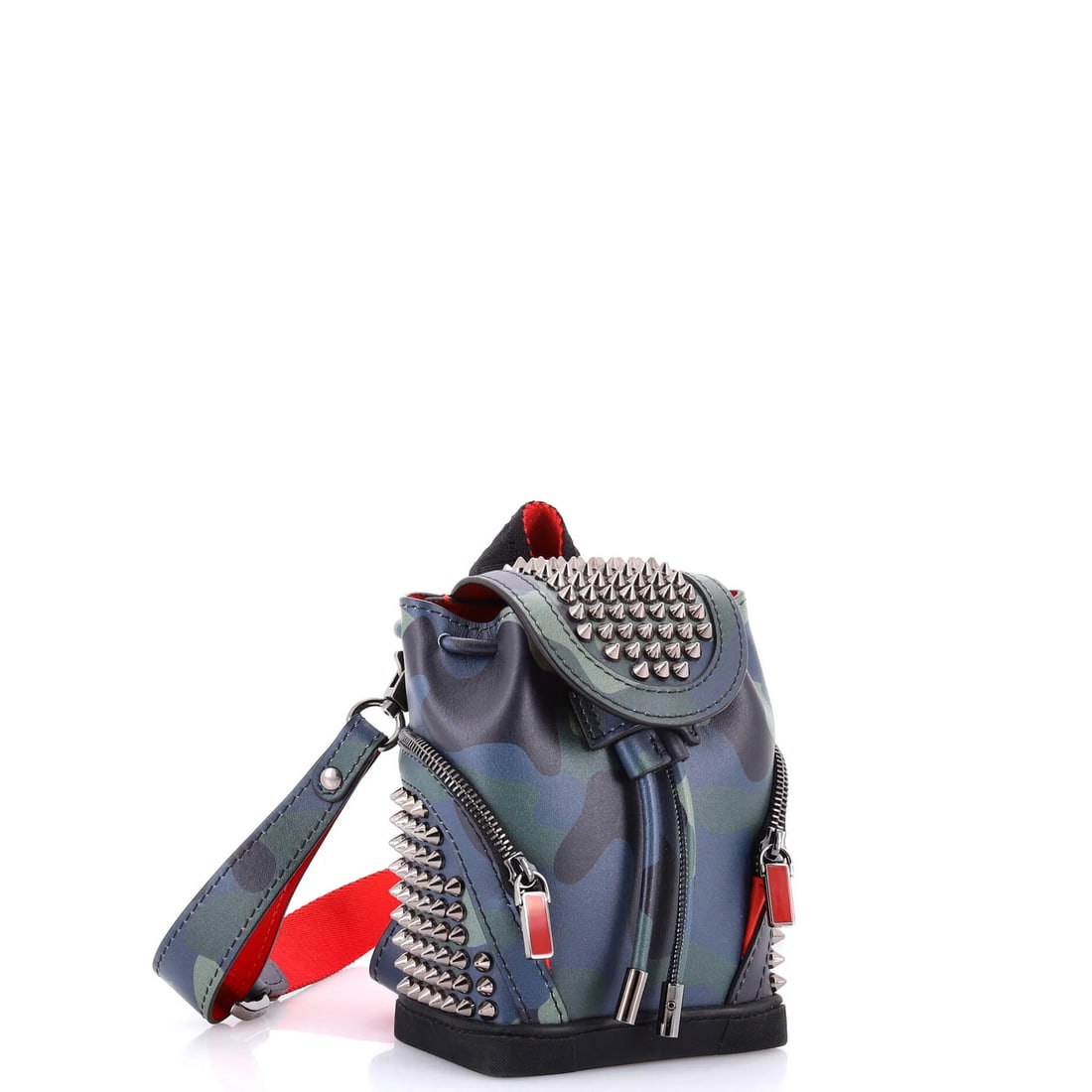 Leather Christian Louboutin Explorafunk Keyring Crossbody Bag Spiked Printed - 2