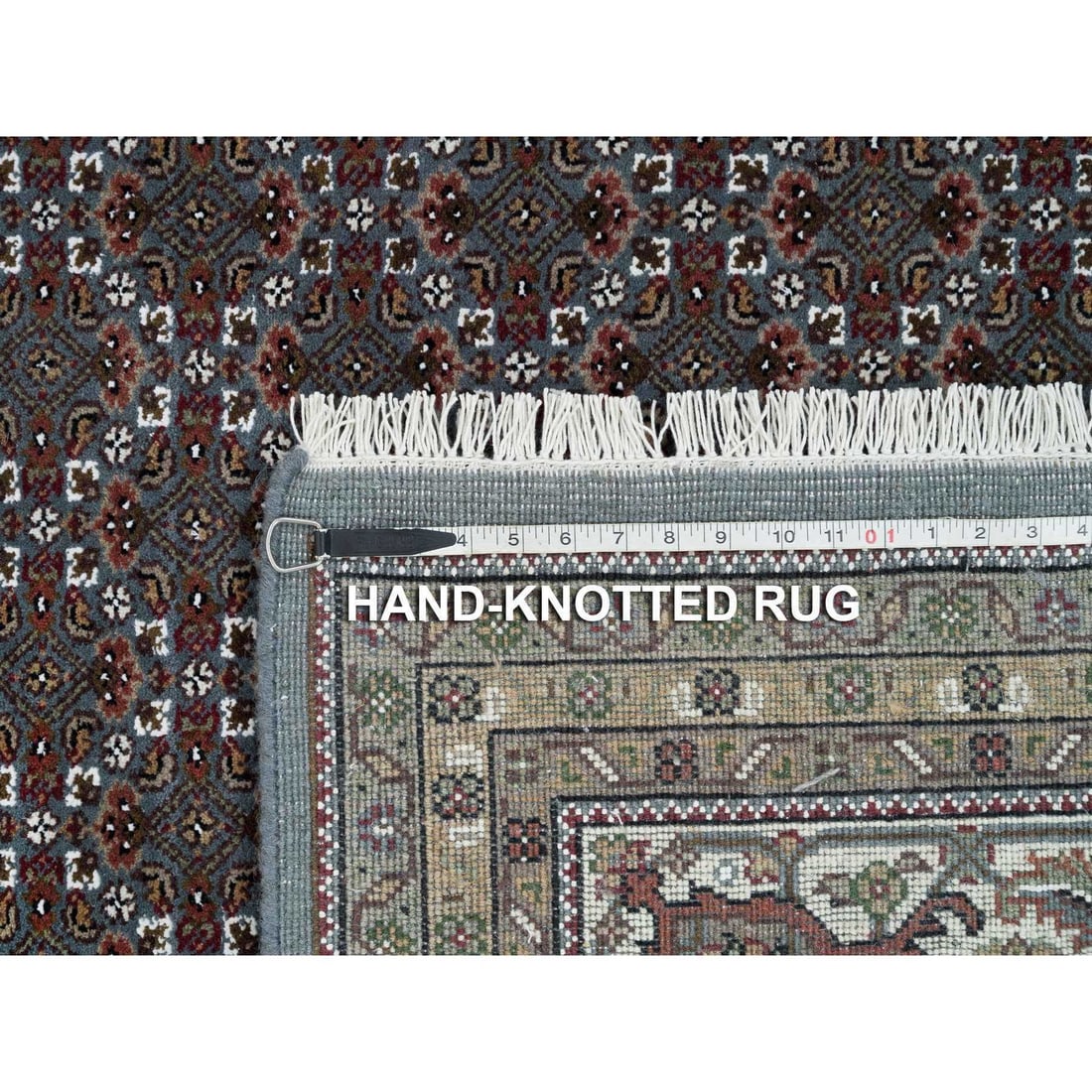 Rug 8'1"x10' Black Coral Gray 175 KPSI Herrita Design Wool Hand Knotted - 12