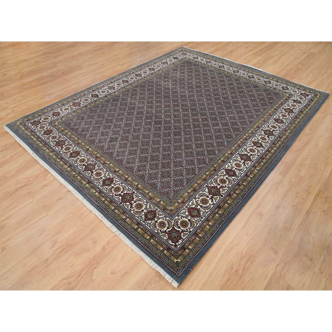 Rug 8'1"x10' Black Coral Gray 175 KPSI Herrita Design Wool Hand Knotted - 4