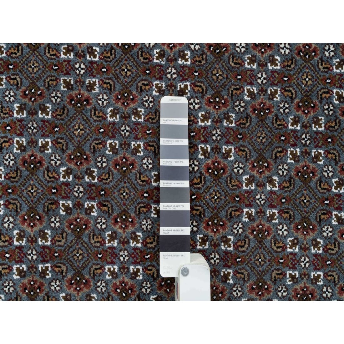 Rug 8'1"x10' Black Coral Gray 175 KPSI Herrita Design Wool Hand Knotted - 8