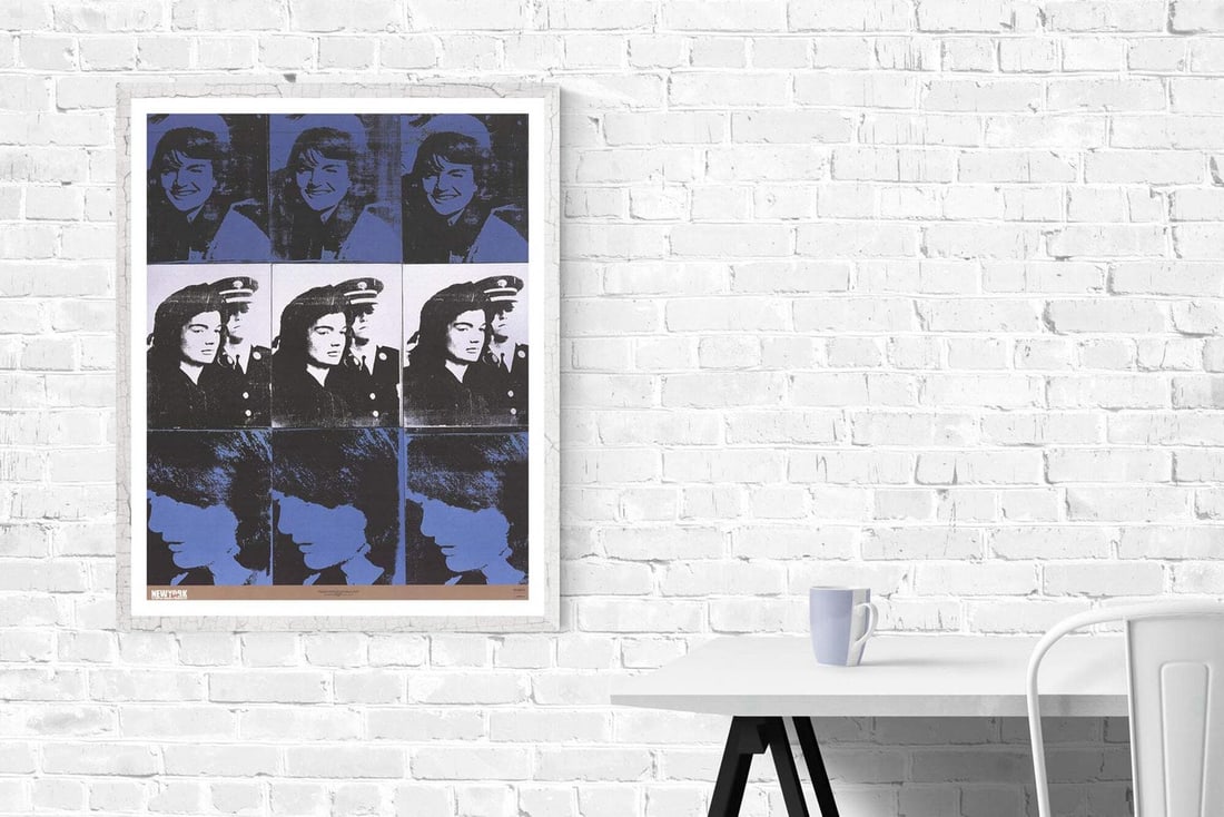 & ANDY WARHOL The Three phases of Jackie 34.5" x 26.5" Poster 1989 Pop Art Black - 3