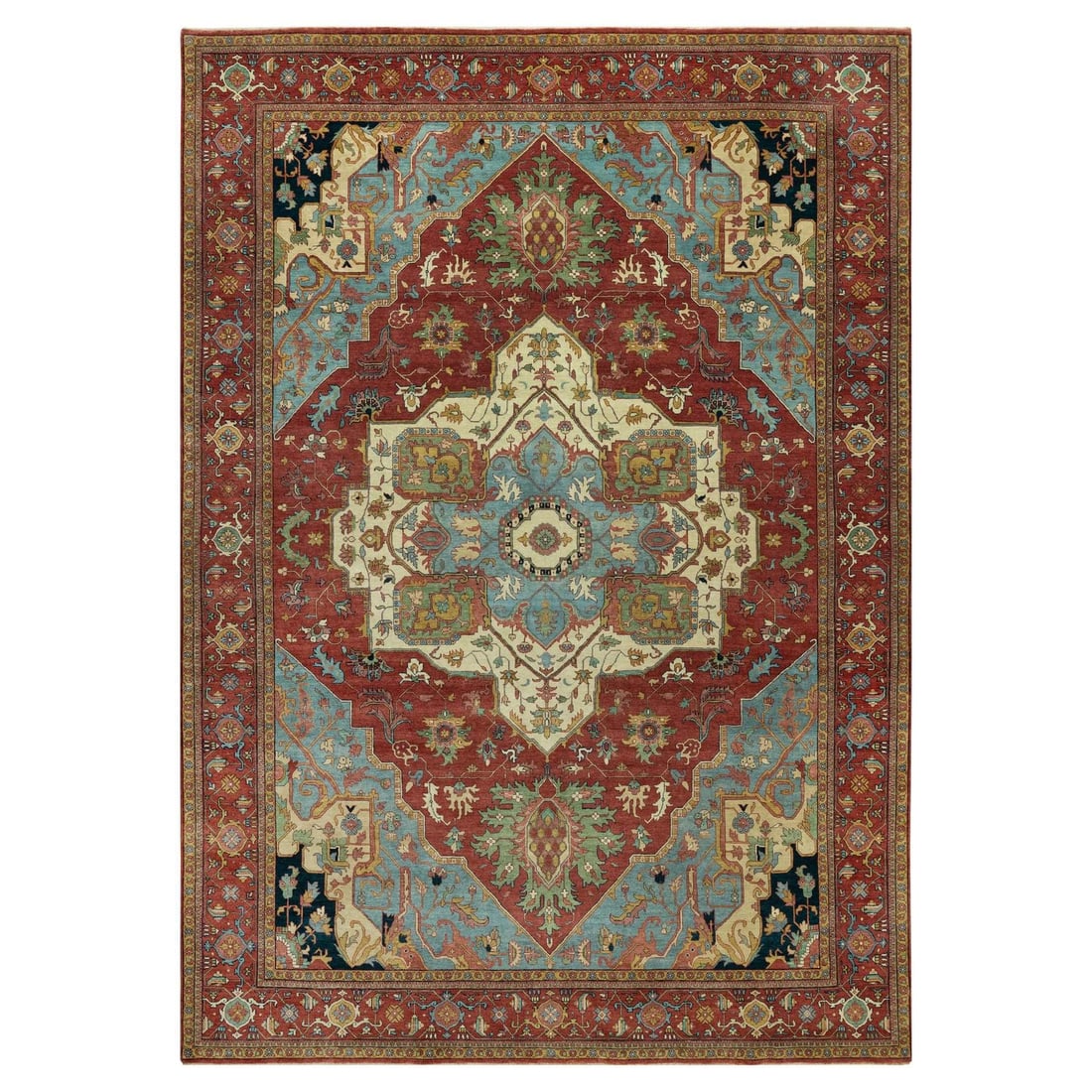 Rug 9'10"x14'1" Picante Red Soft Pile Heris Re-Creation Hand Knotted Wool: Rug 9'10"x14'1" Picante Red Soft Pile Heris Re-Creation Hand Knotted Wool This listing features Rug 9'10"x14'1" Picante Red Soft Pile Heris Re-Creation Hand Knotted Wool. Item specifics are provided