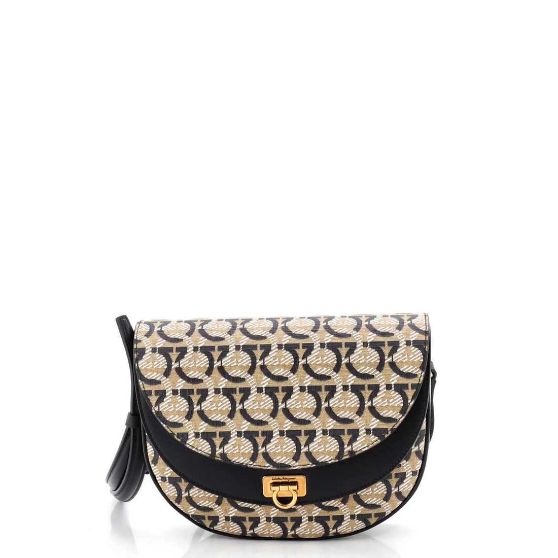 Canvas Salvatore Ferragamo Double Flap Saddle Crossbody Bag Gancini Coated: Canvas Salvatore Ferragamo Double Flap Saddle Crossbody Bag Gancini Coated This listing features Canvas Salvatore Ferragamo Double Flap Saddle Crossbody Bag Gancini Coated. Item specifics are