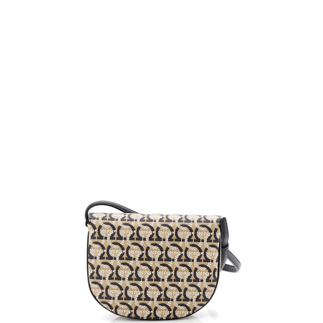 Canvas Salvatore Ferragamo Double Flap Saddle Crossbody Bag Gancini Coated - 3