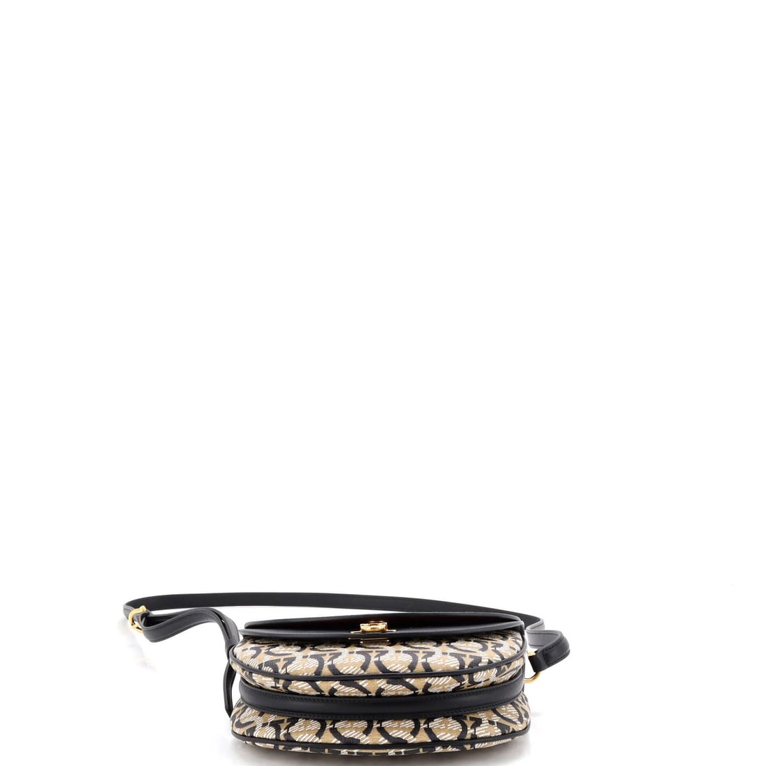 Canvas Salvatore Ferragamo Double Flap Saddle Crossbody Bag Gancini Coated - 4