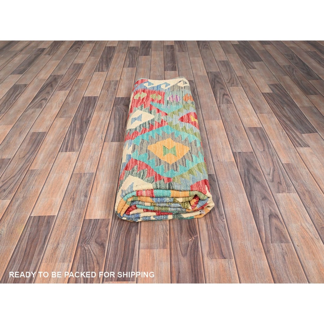 Rug 6'7"x9'9" Colorful Soft Wool Hand Woven Afghan Kilim Reversible - 5