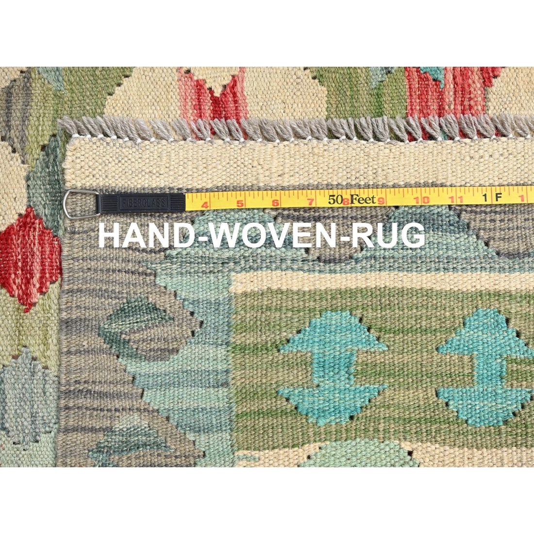 Rug 6'7"x9'9" Colorful Soft Wool Hand Woven Afghan Kilim Reversible - 6