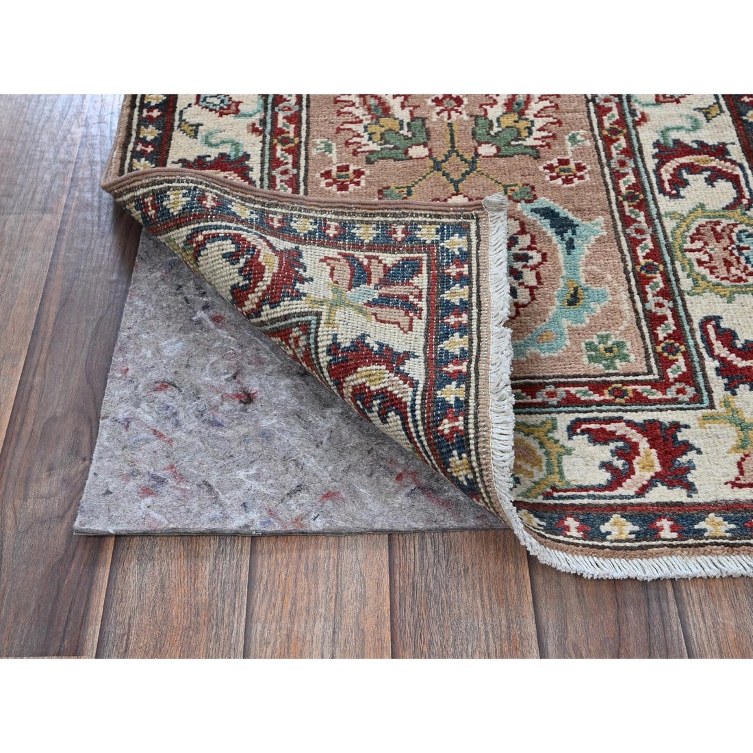 Rug 2'2"x5'10" Brown Kazak with Tribal Design Hand Knotted Soft Wool Runner - 3